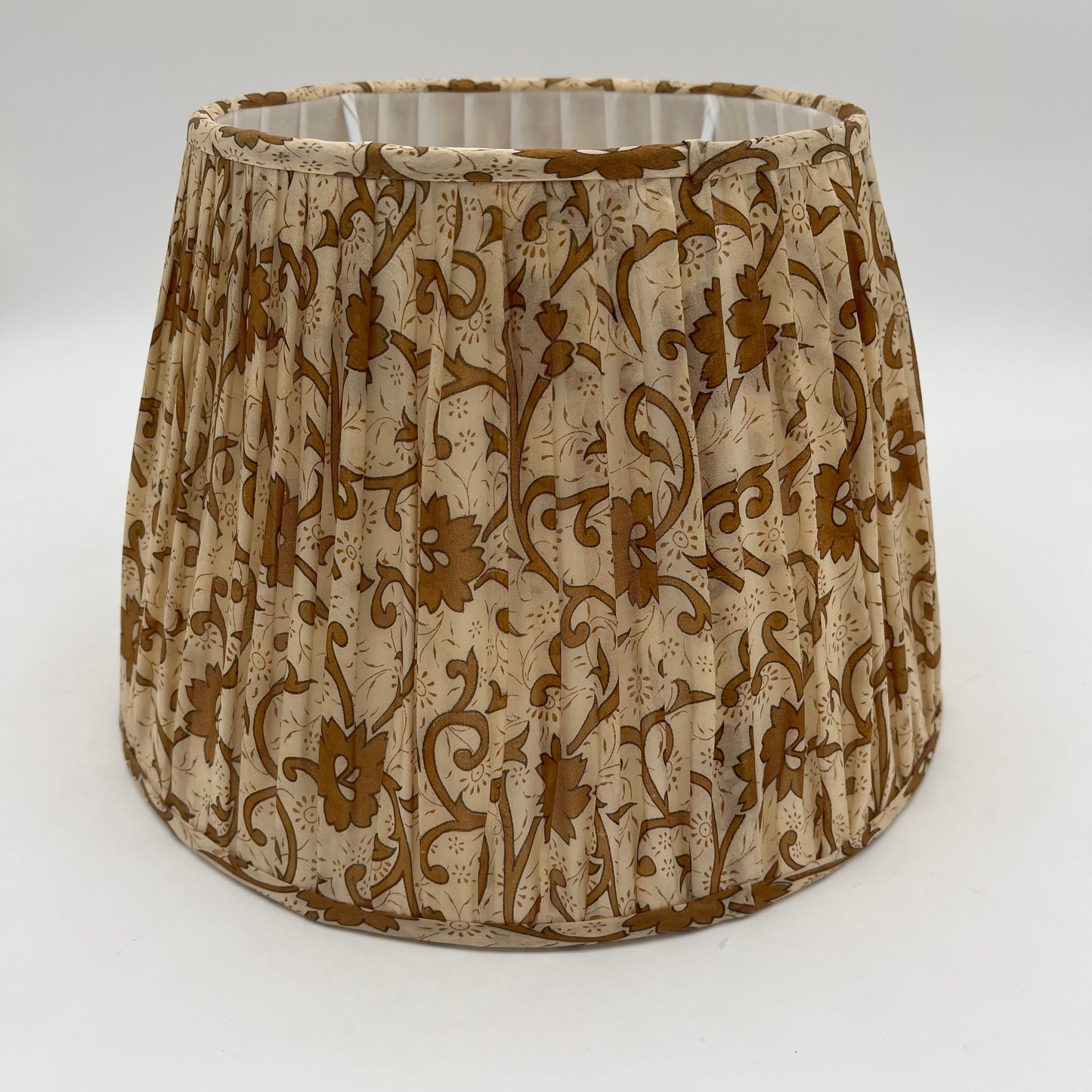 Gold Floral Sari Gathered Lampshade
