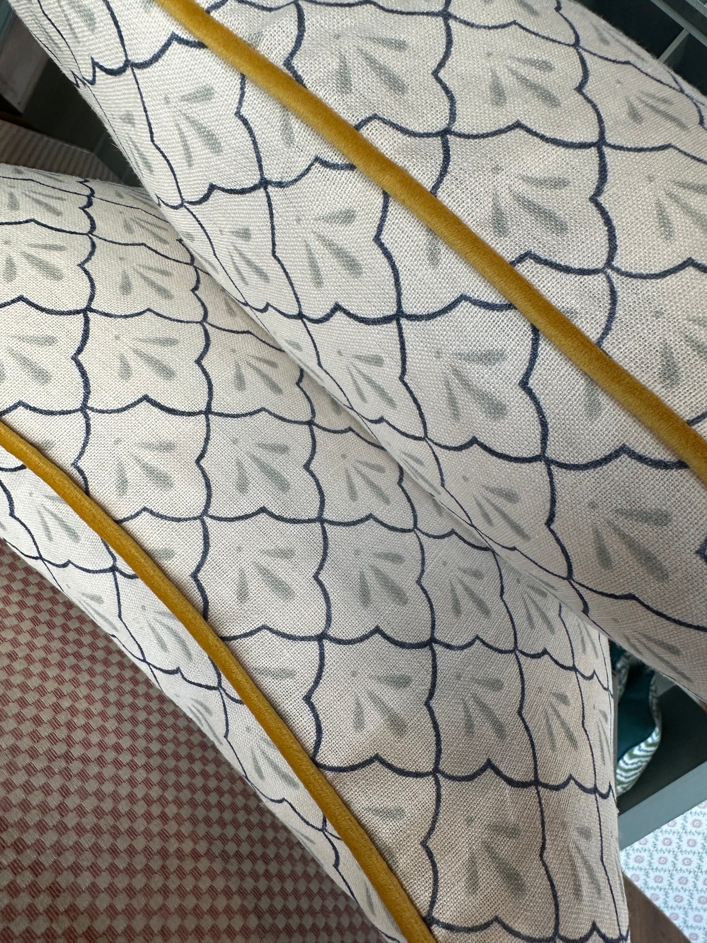 Haveli and Ochre Piped Cushion