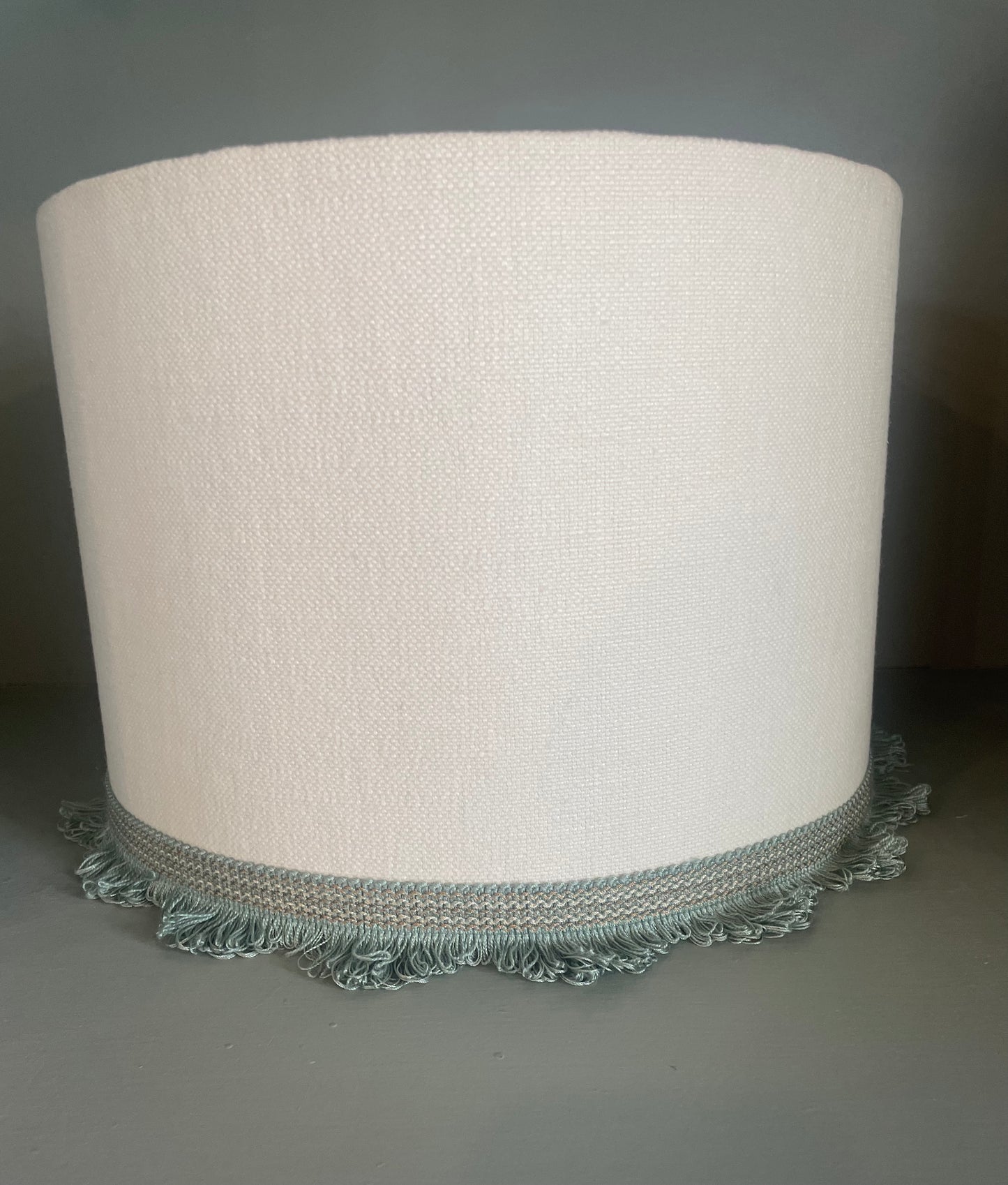 Drum Lampshade with Green Trimming 12"
