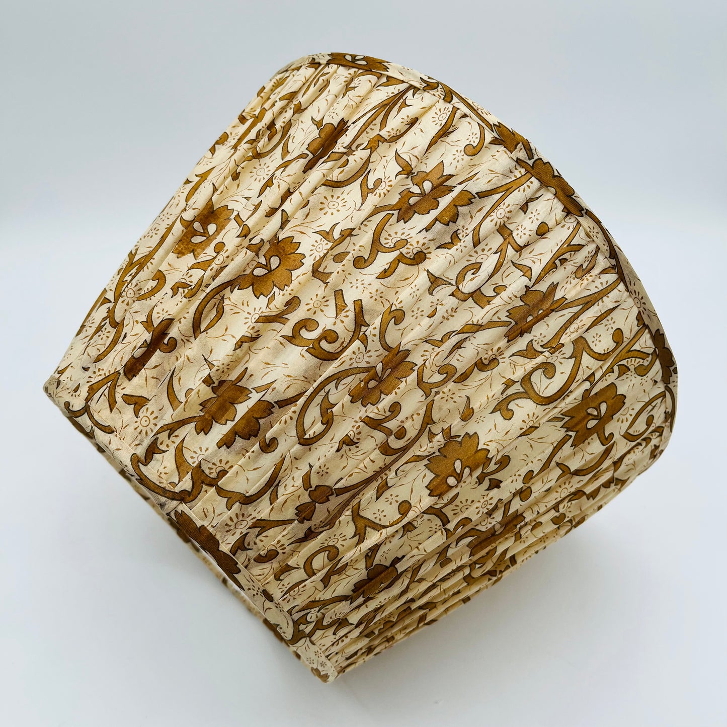 Gold Floral Sari Gathered Lampshade