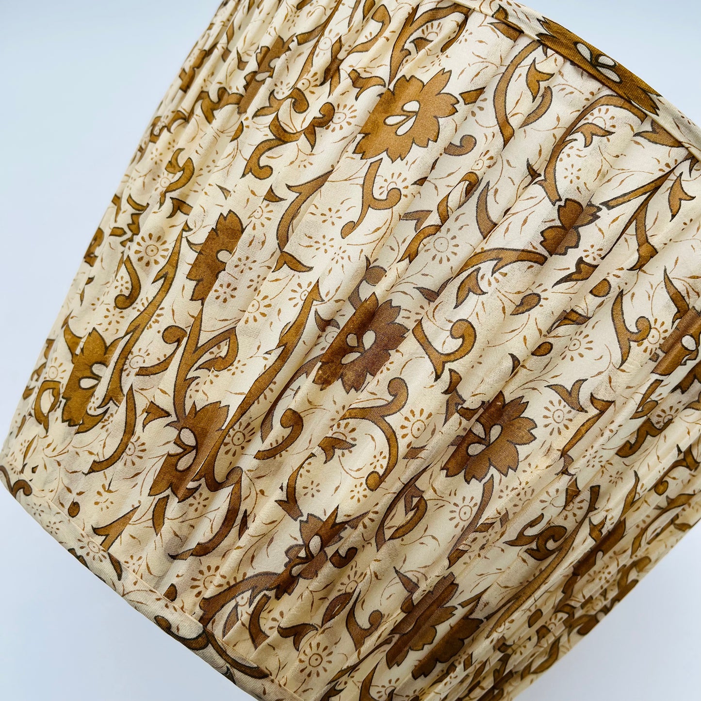 Gold Floral Sari Gathered Lampshade