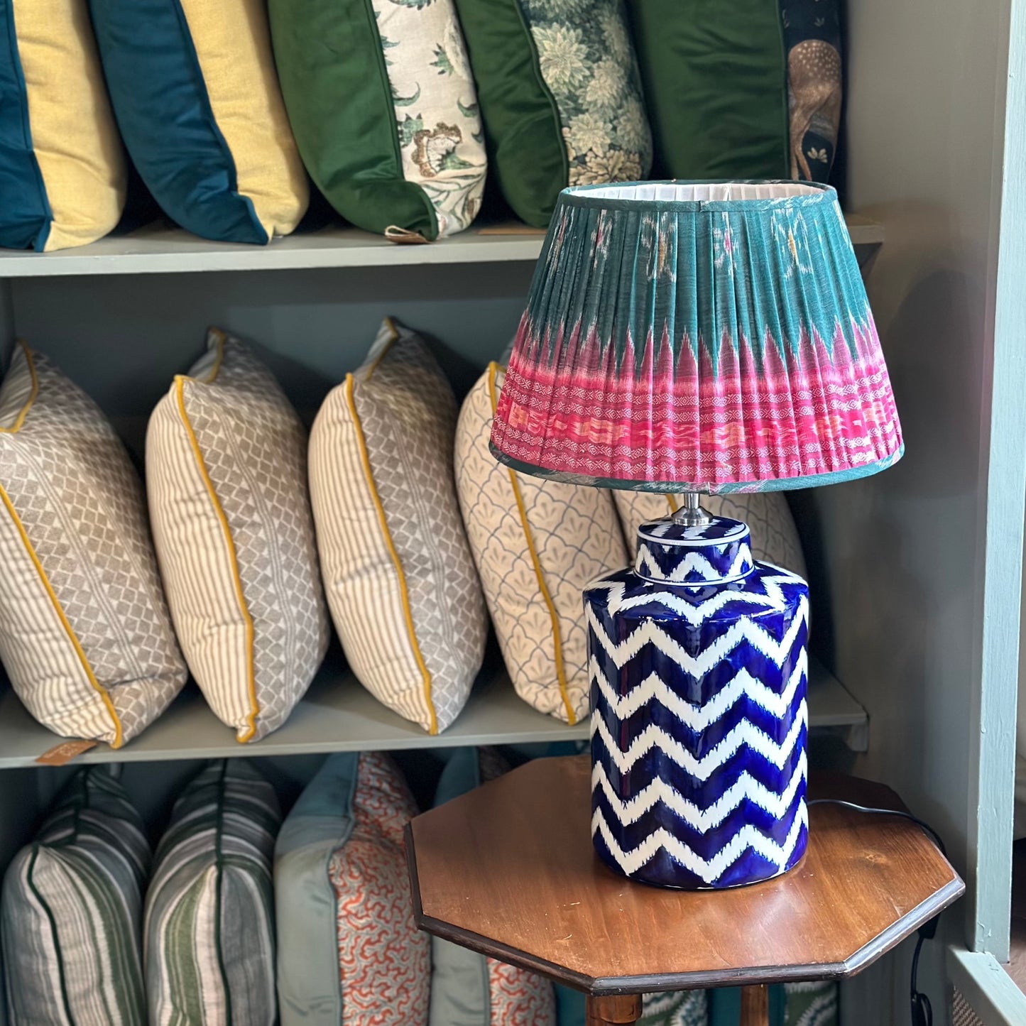 Blue Zig Zag Lamp Base