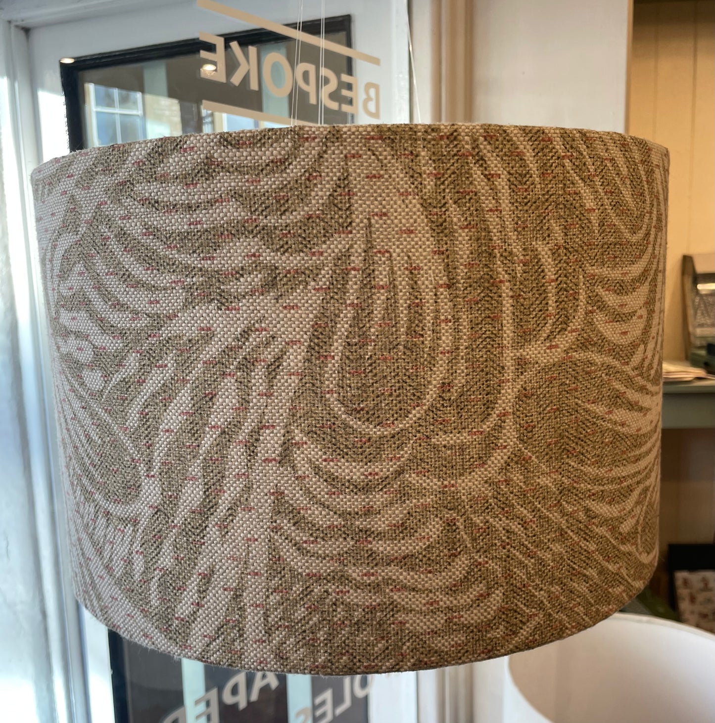 White and Pale Green Drum Lampshade