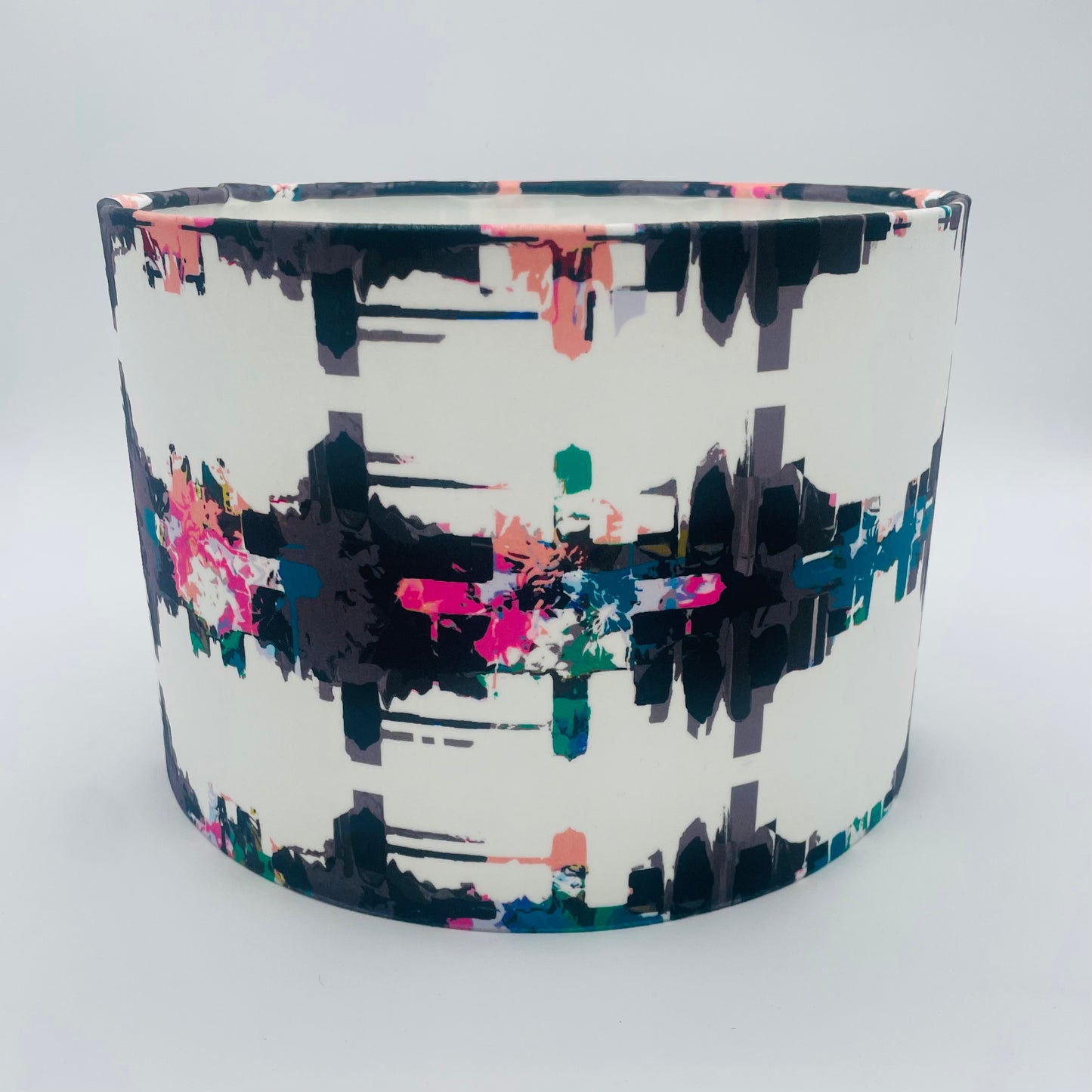 Lakes and Fells White and Black Abstract Drum Lampshade 12"