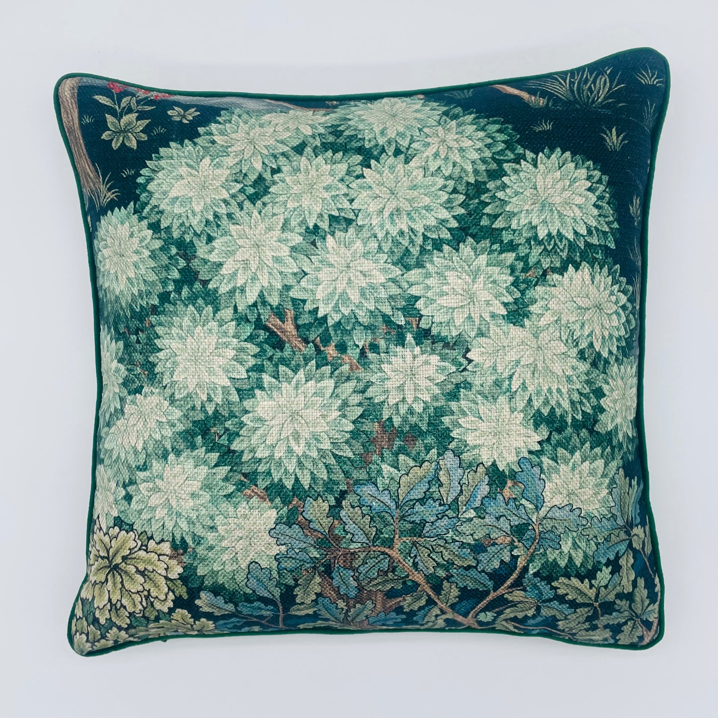 William Morris Printed Green Velvet Cushion