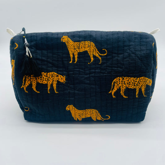 Black Tiger Print Wash Bag