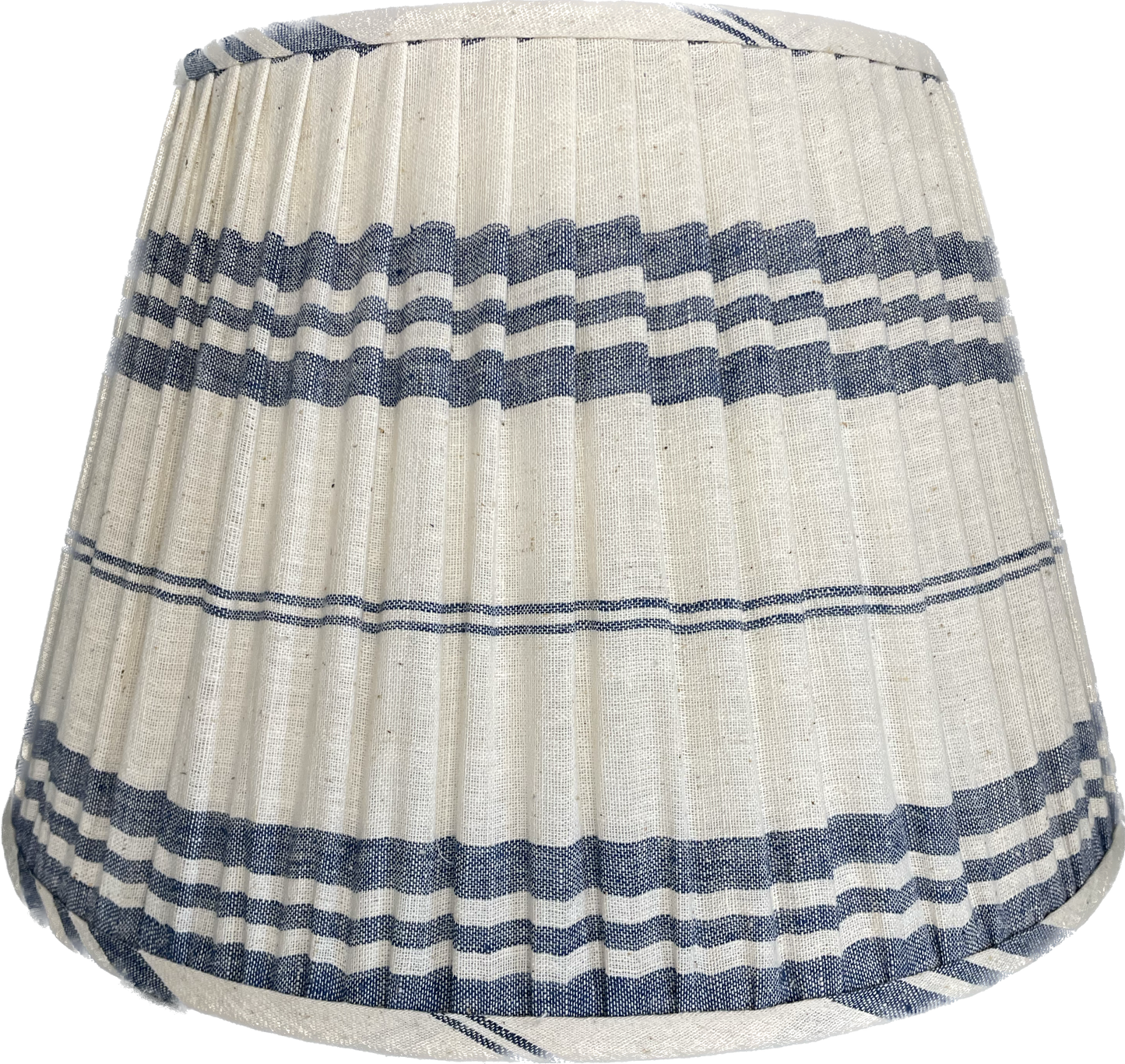 White and Blue Stripe Organic Cotton Gathered Lampshade