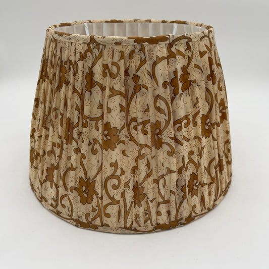 Gold Floral Sari Gathered Lampshade