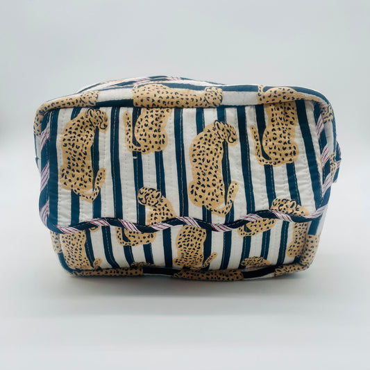 Large Black and White Stripe Leopard Wash Bag