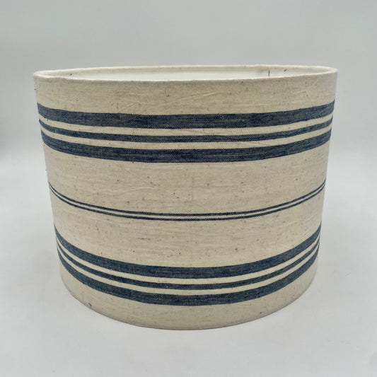 Blue and White Stripe Organic Cotton Drum Lampshade