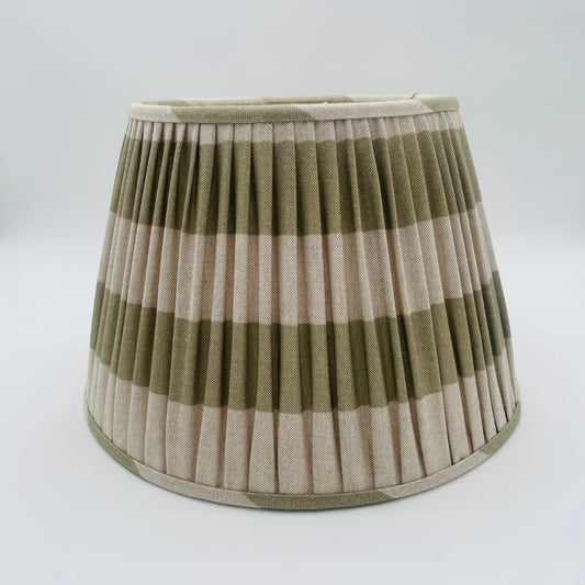 Muted Green Striped Gathered Lampshade