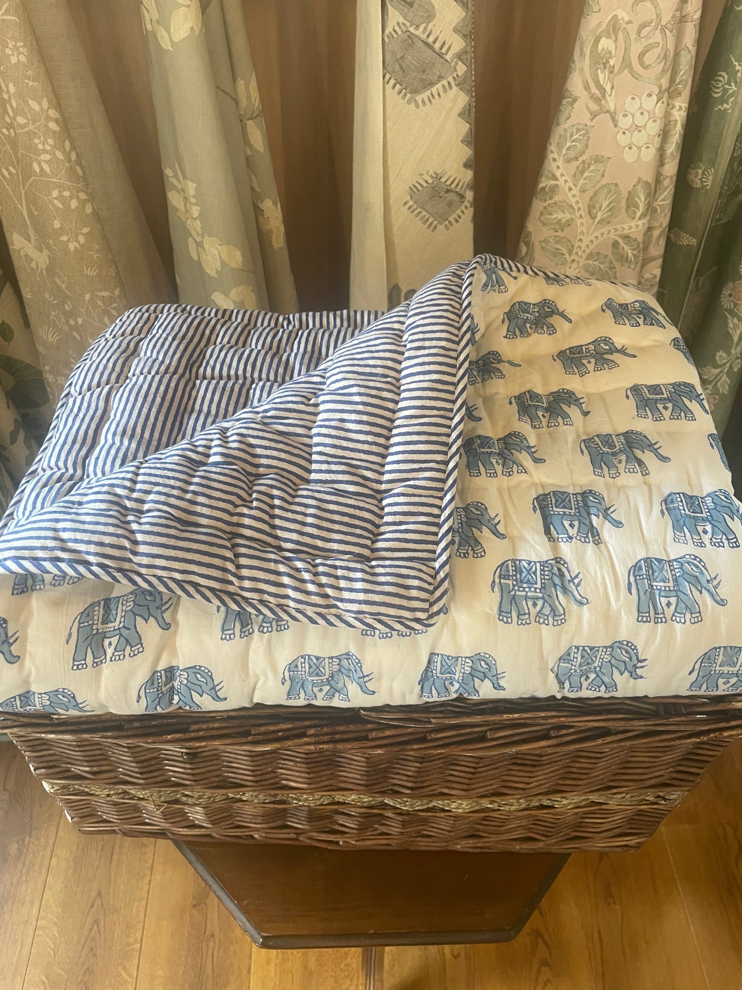 Elephant Print Baby Blanket Blue