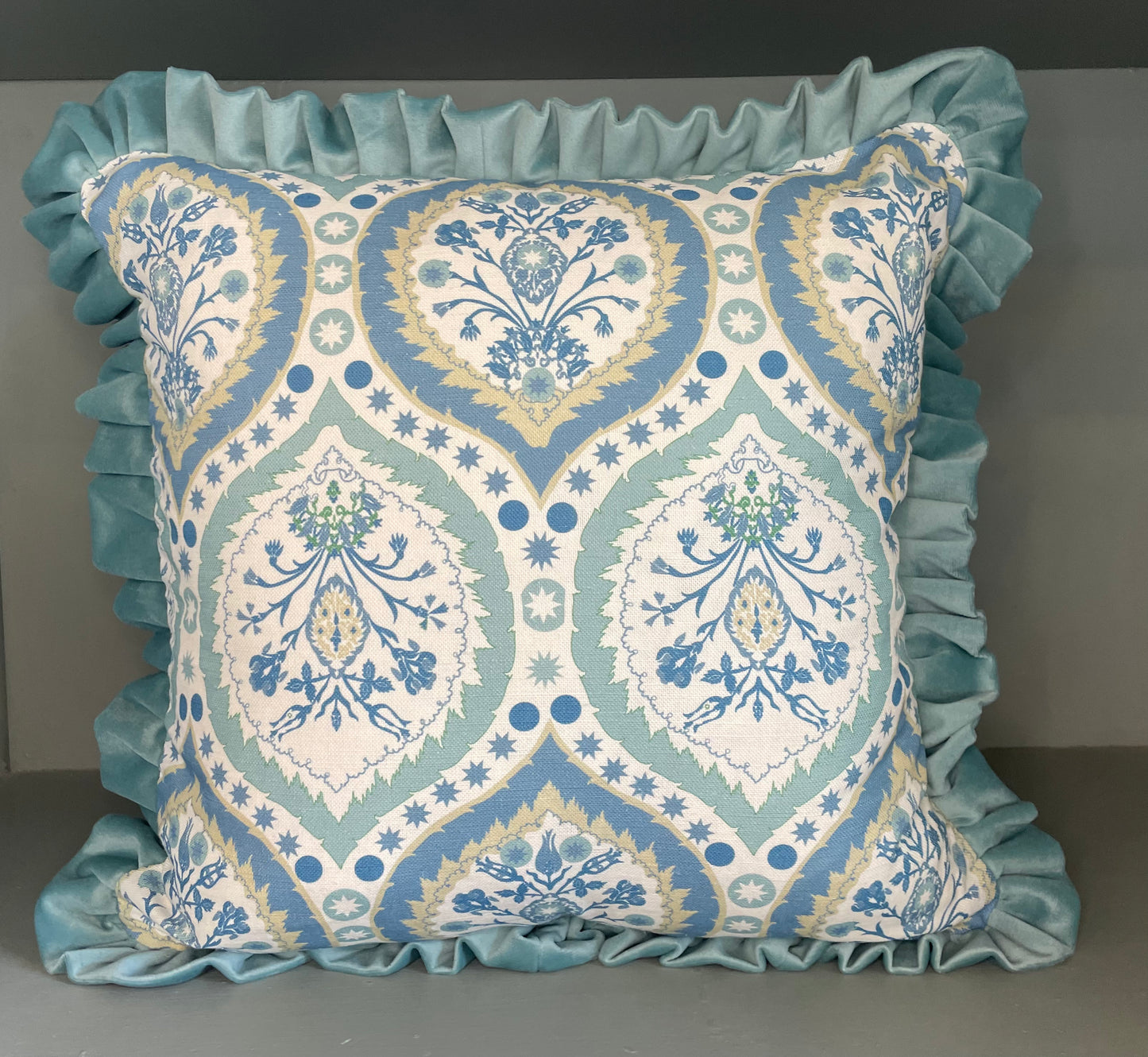 Charlotte Gaisford Camilla Blue Ruffle Cushion