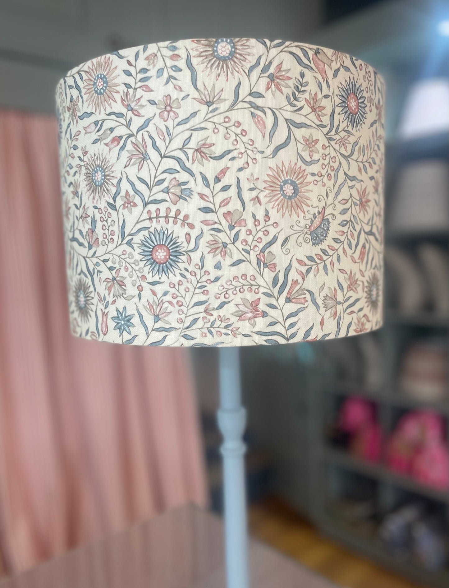 Floral Print Drum Lampshade 12"