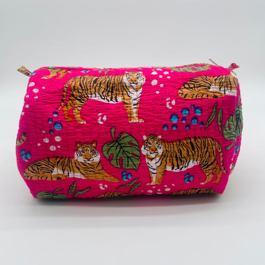 Pink Tiger Print Wash Bag