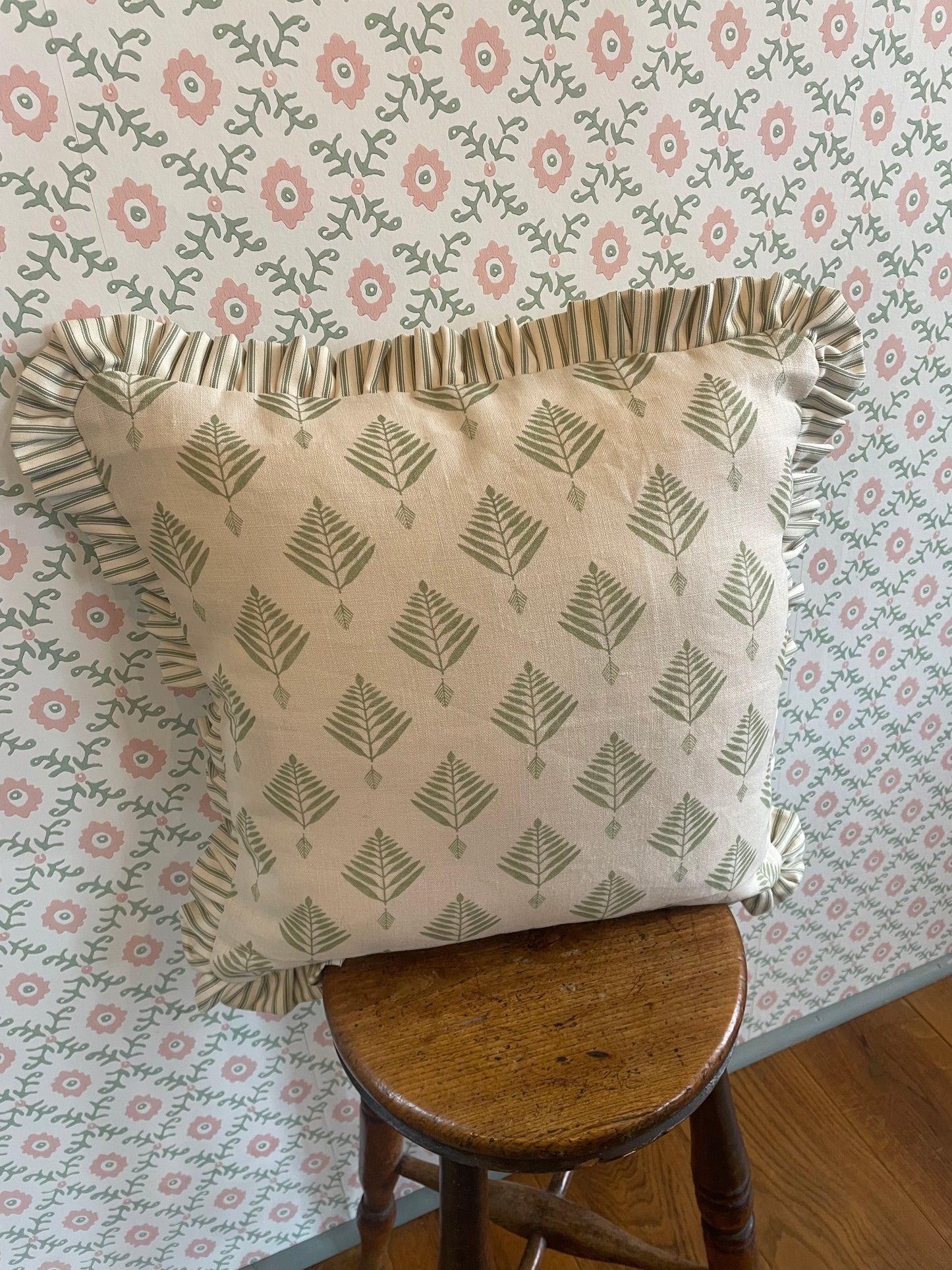 Sage Green Haveli Ruffle Cushion