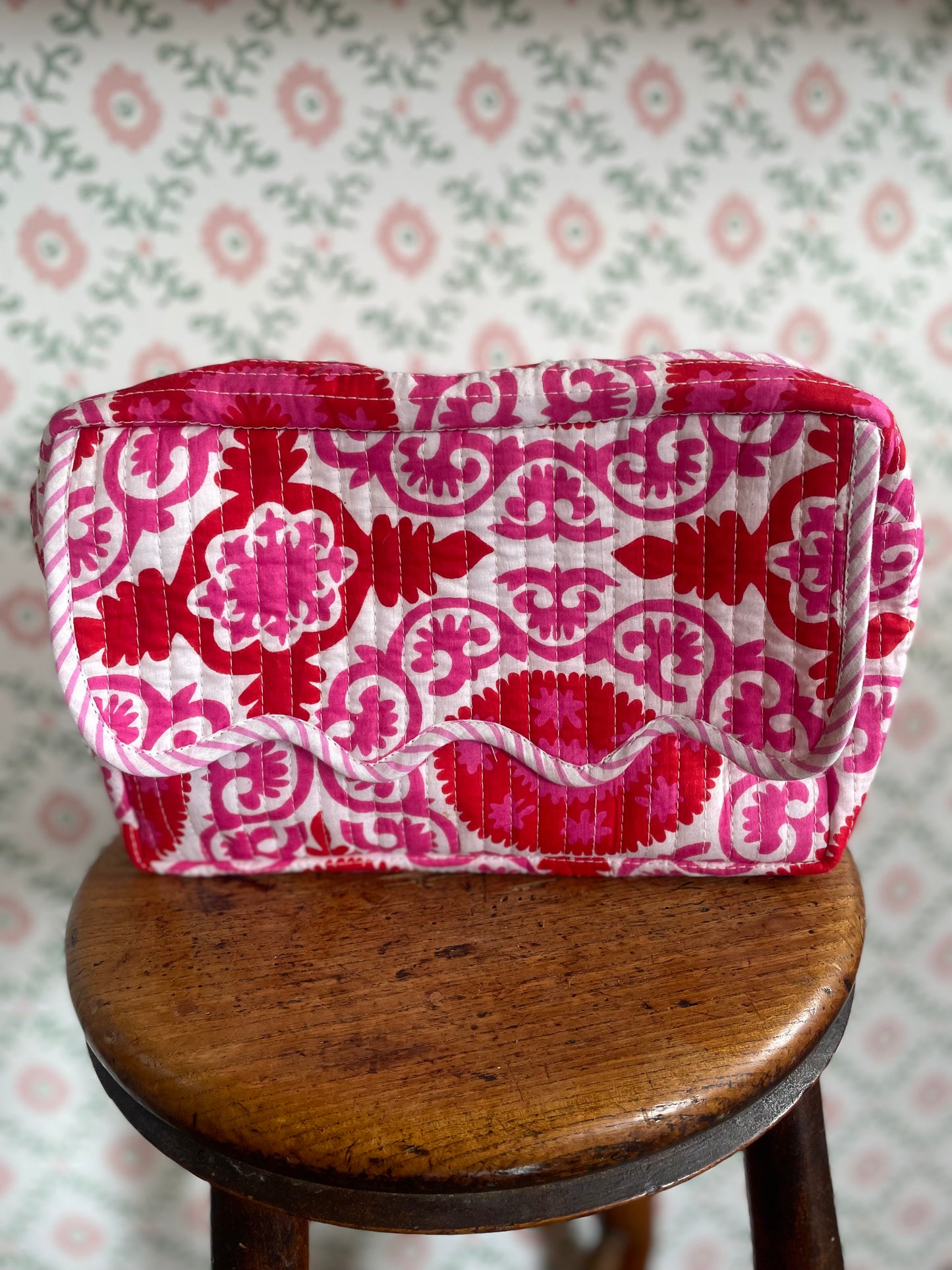 Large White Pink and Red Wash Bag