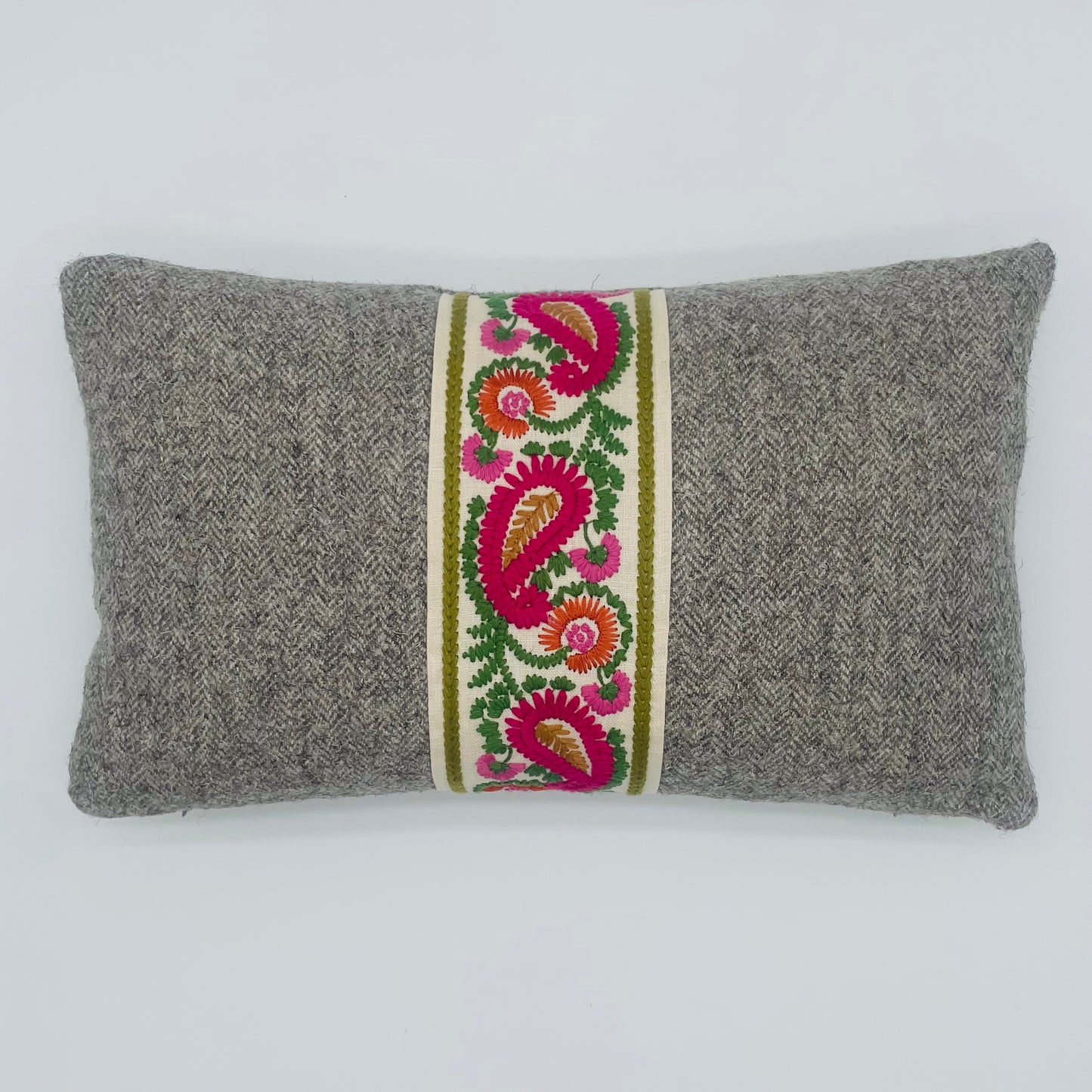 Pink And Green Braid Herdwick Tweed Cushion