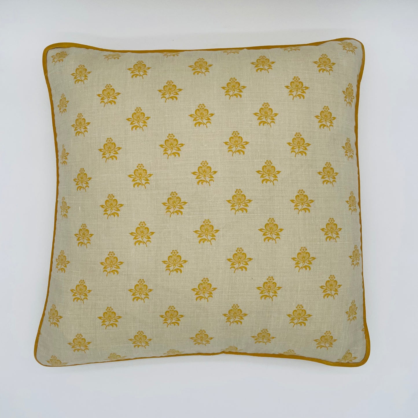 Ochre Flower Print Cushion