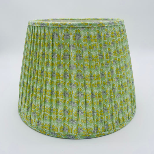 Green Vibrant Floral Print Gathered Lampshade