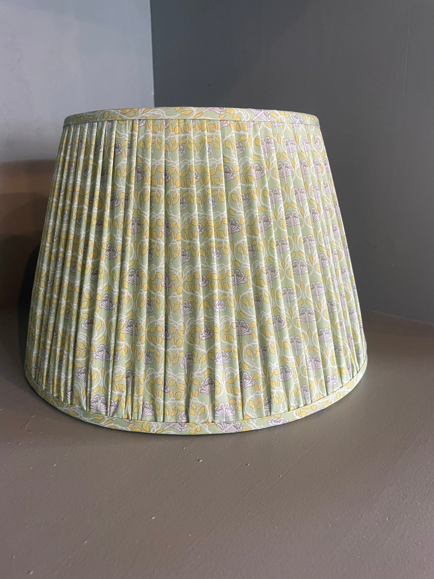 Green Vibrant Floral Print Gathered Lampshade