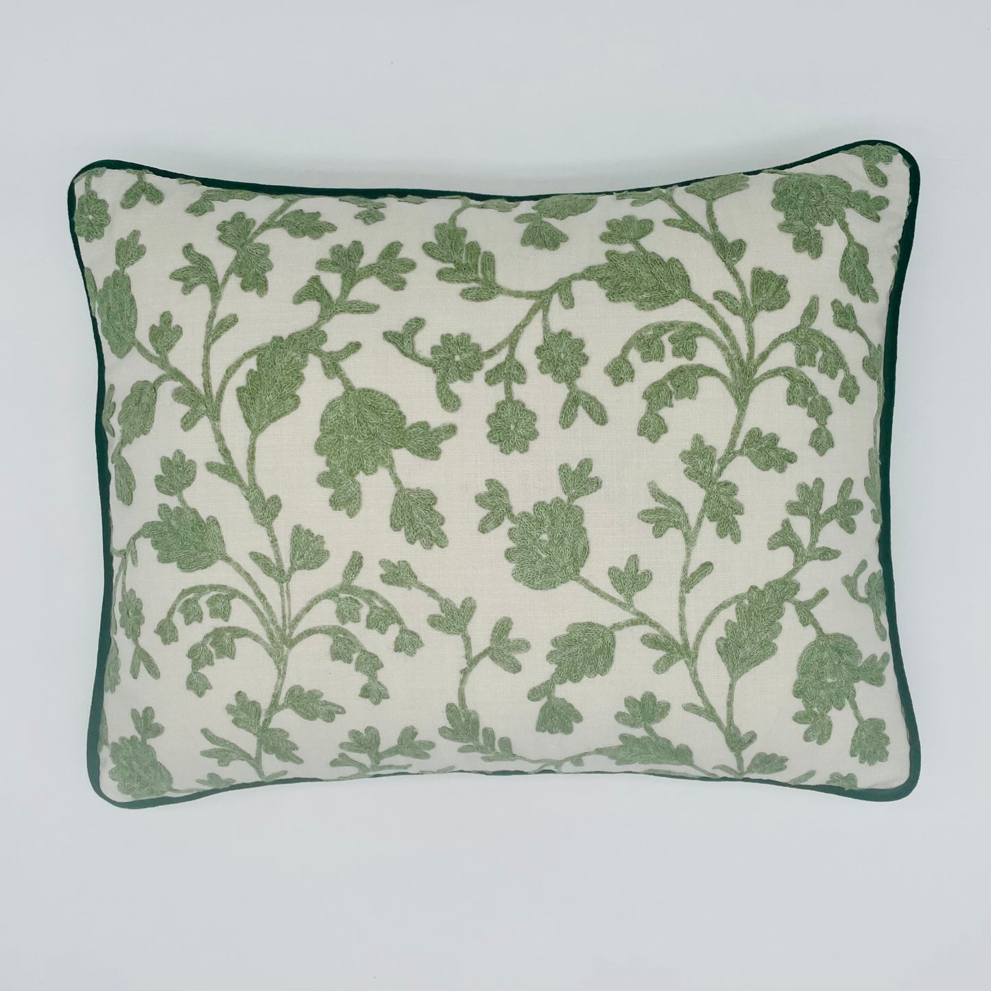 Small Green Crewel Cushion