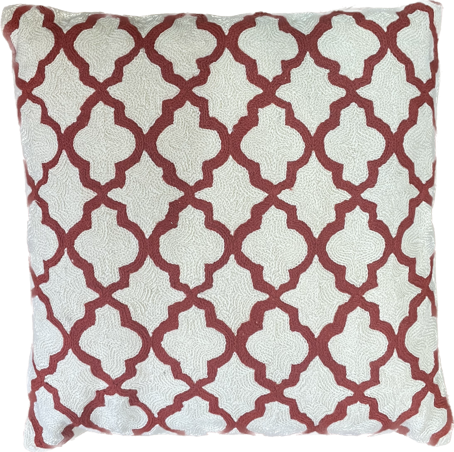 Red and Cream Block Print Cushion