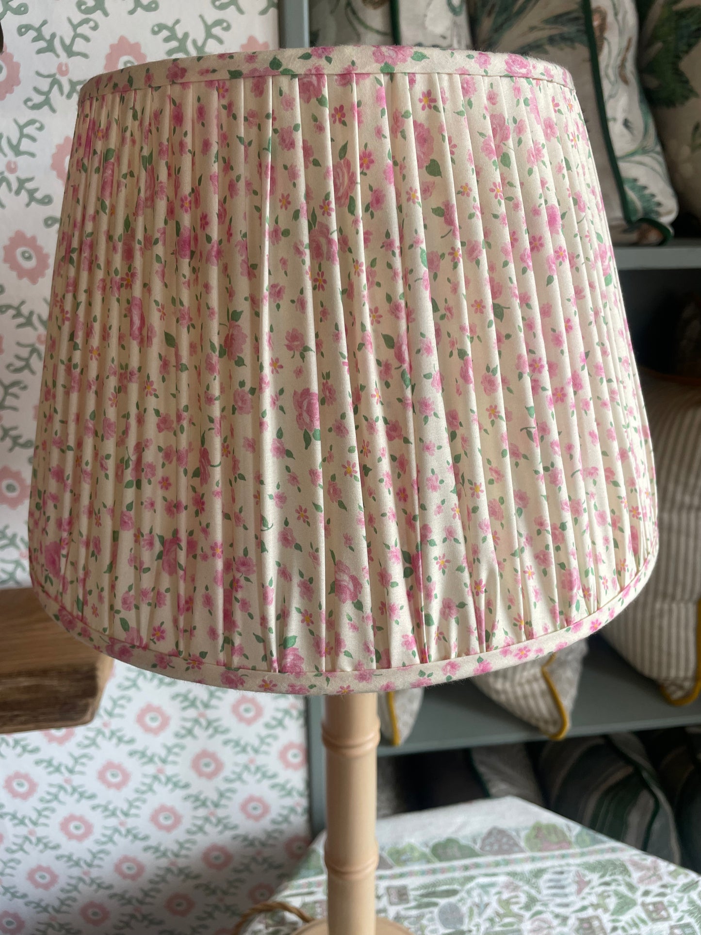 Rose Print Gathered Lampshade