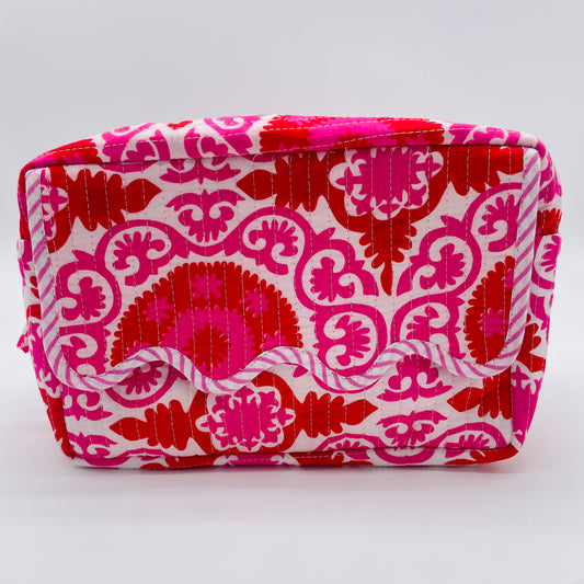 Large White Pink and Red Wash Bag