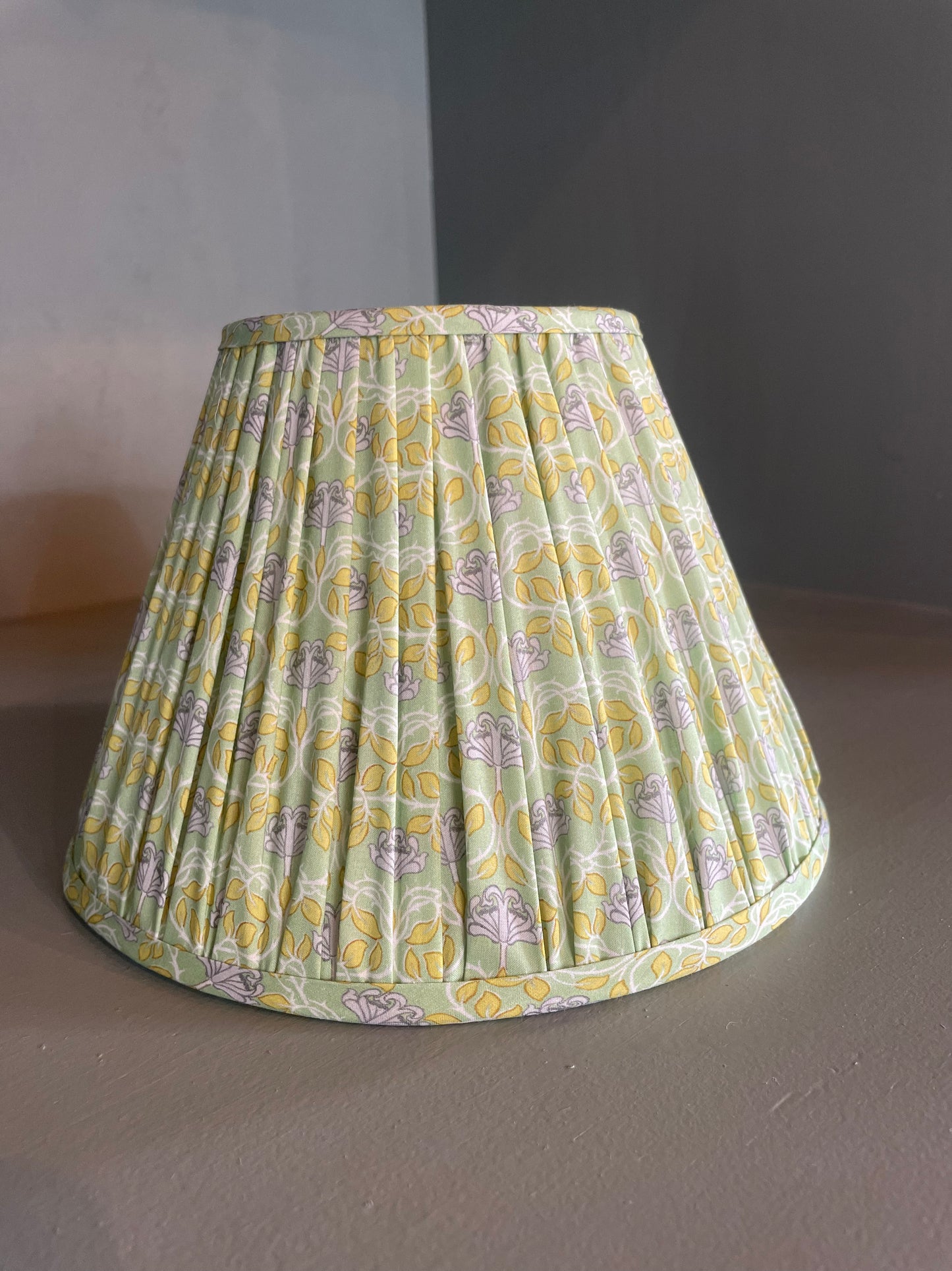 Green Vibrant Floral Print Gathered Lampshade