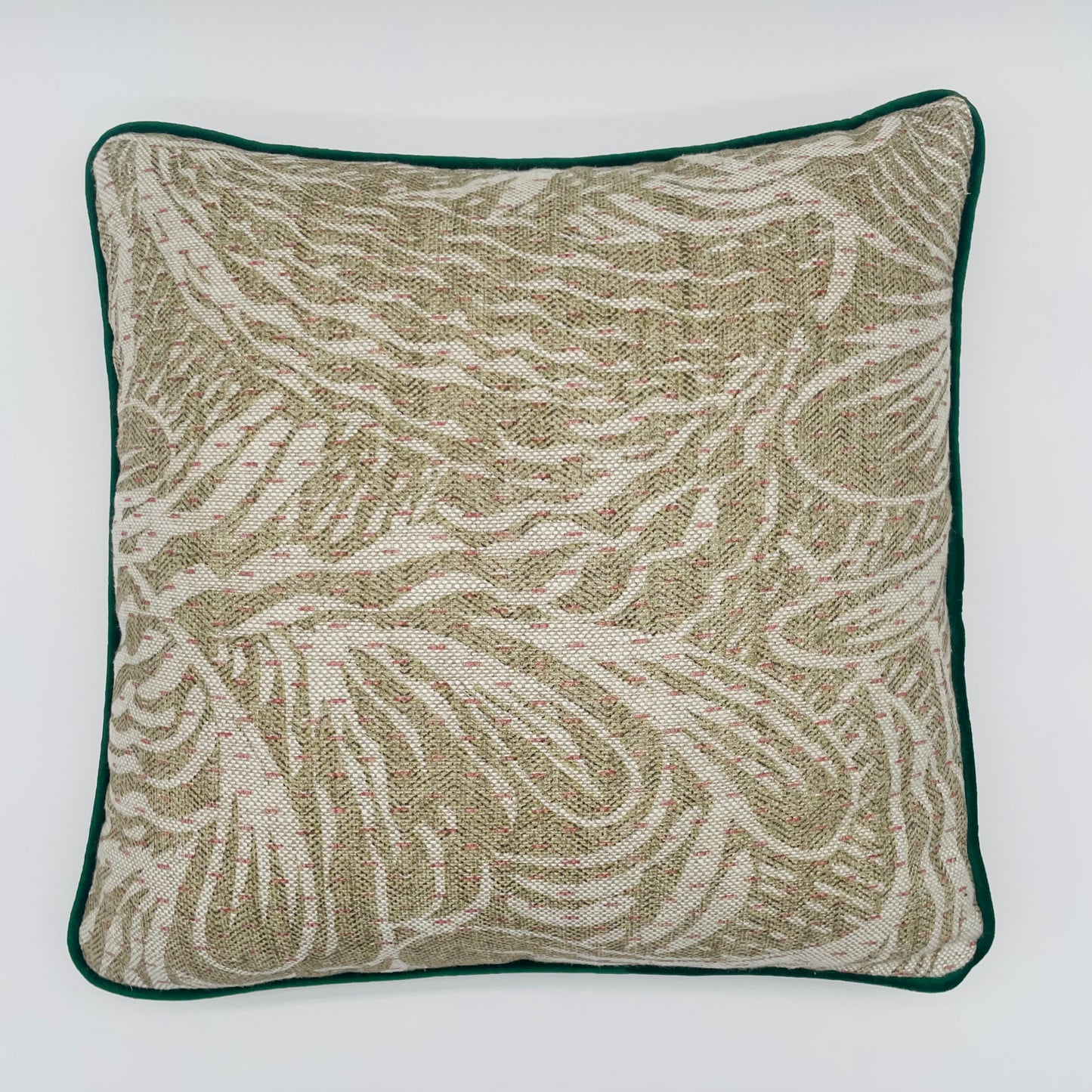 Fermoie Cushion with Green Velvet Piping