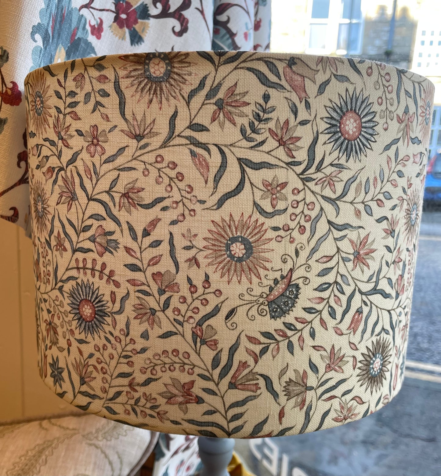 Floral Print Drum Lampshade 12"