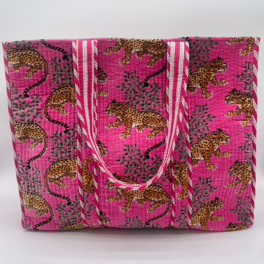 Velvet Pink Jungle Print Bag