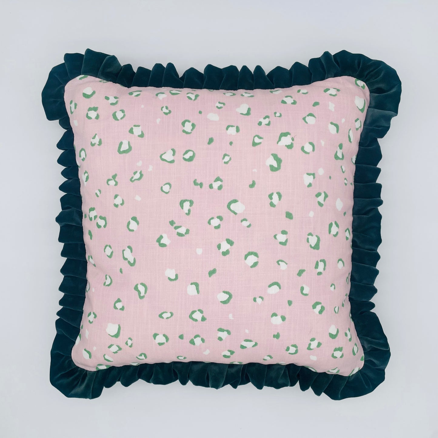 Light Pink Leopard Print Ruffle Cushion