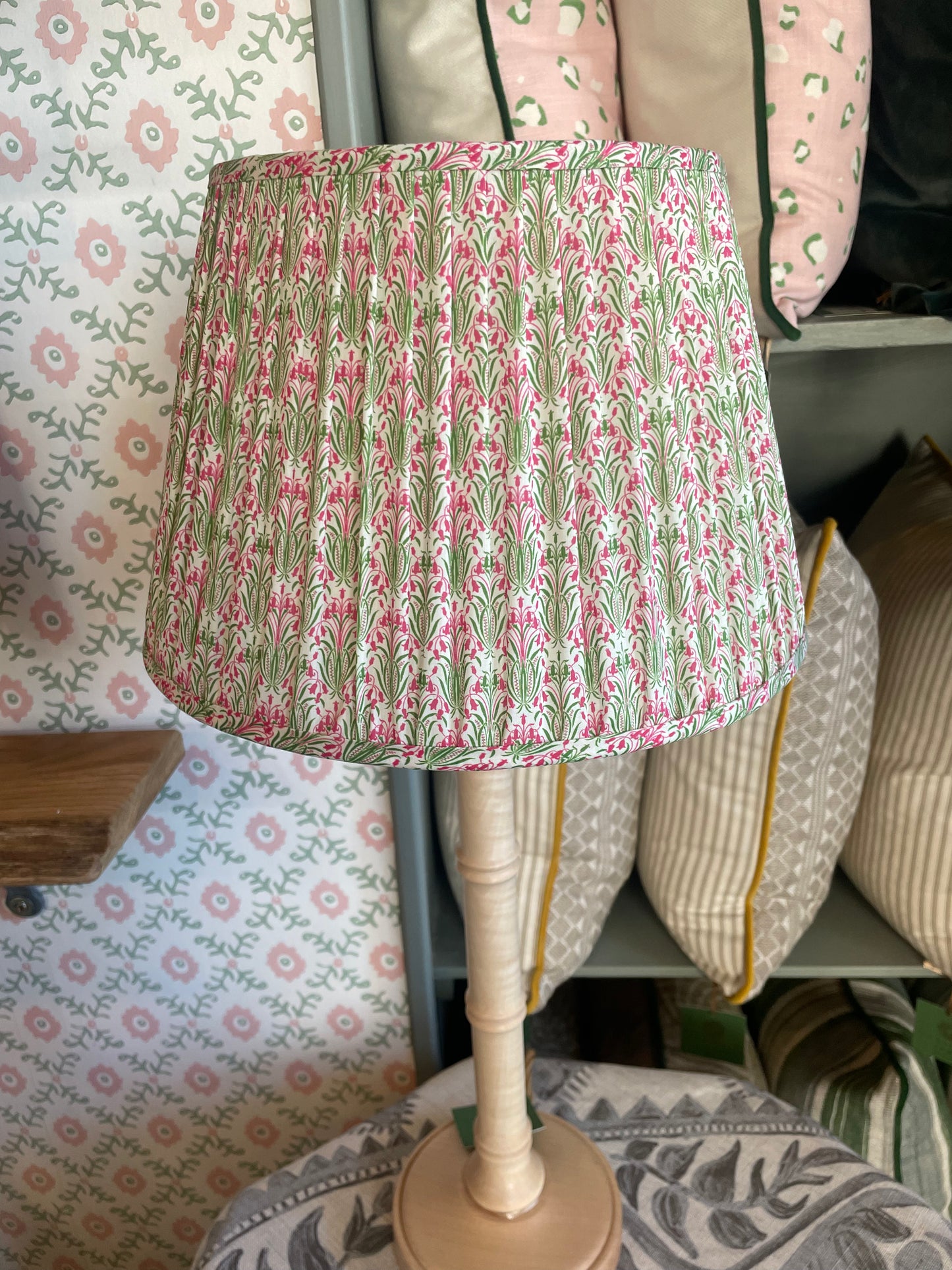 Pink and Green Gathered Lampshade