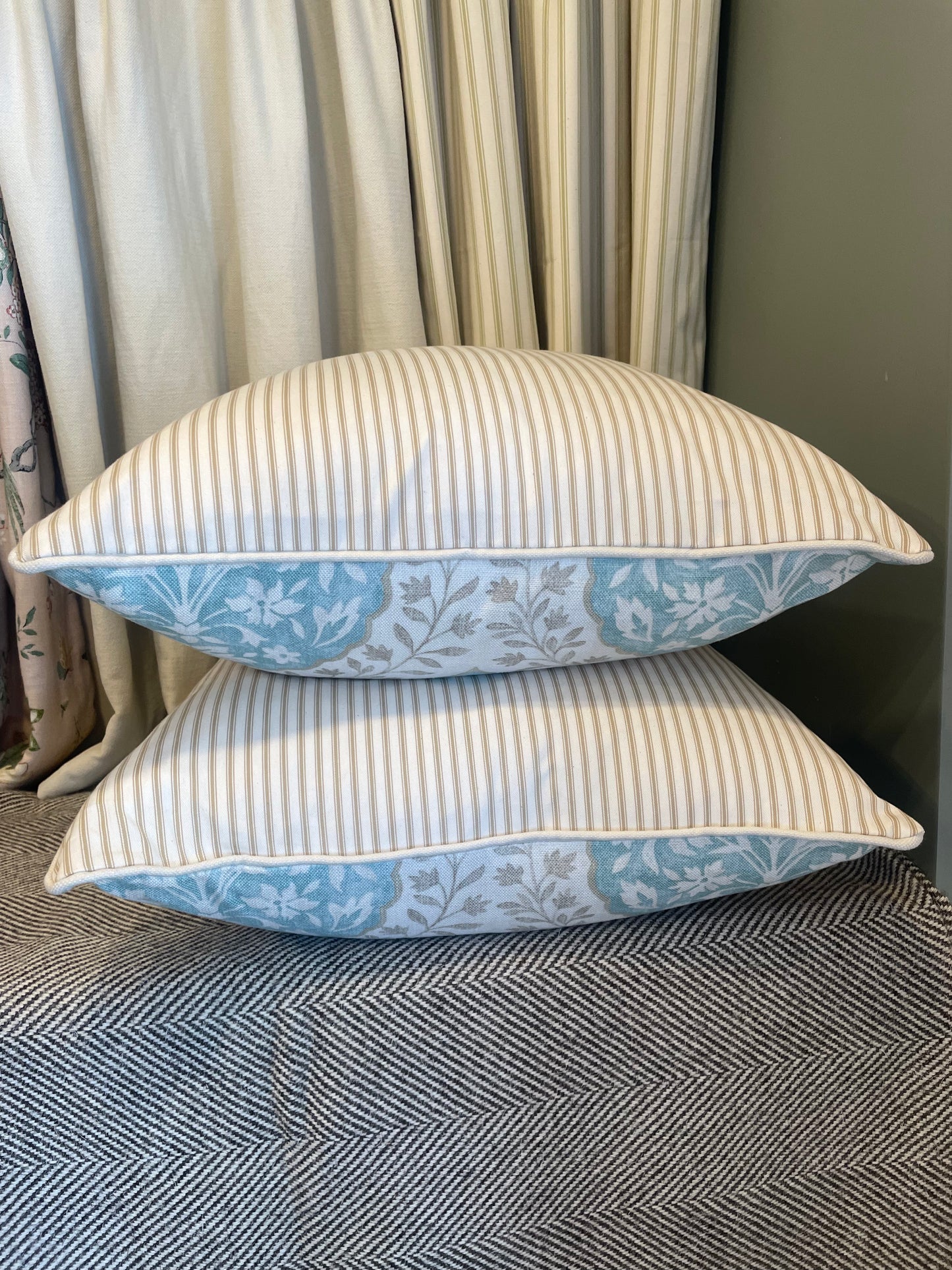 Nina Campbell Marguerite Aqua Large Cushion