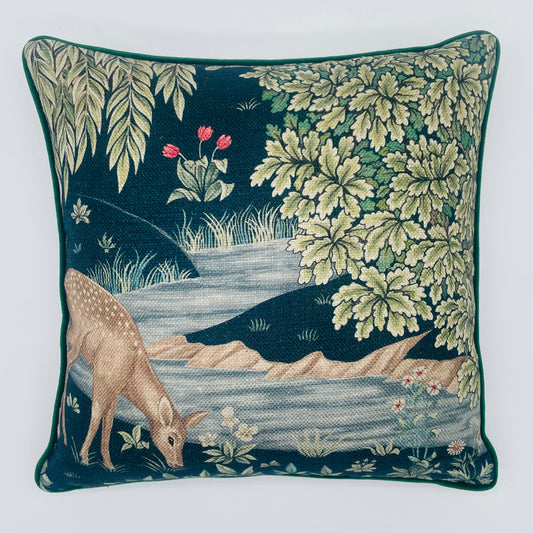 William Morris Deer Printed Velvet Cushion