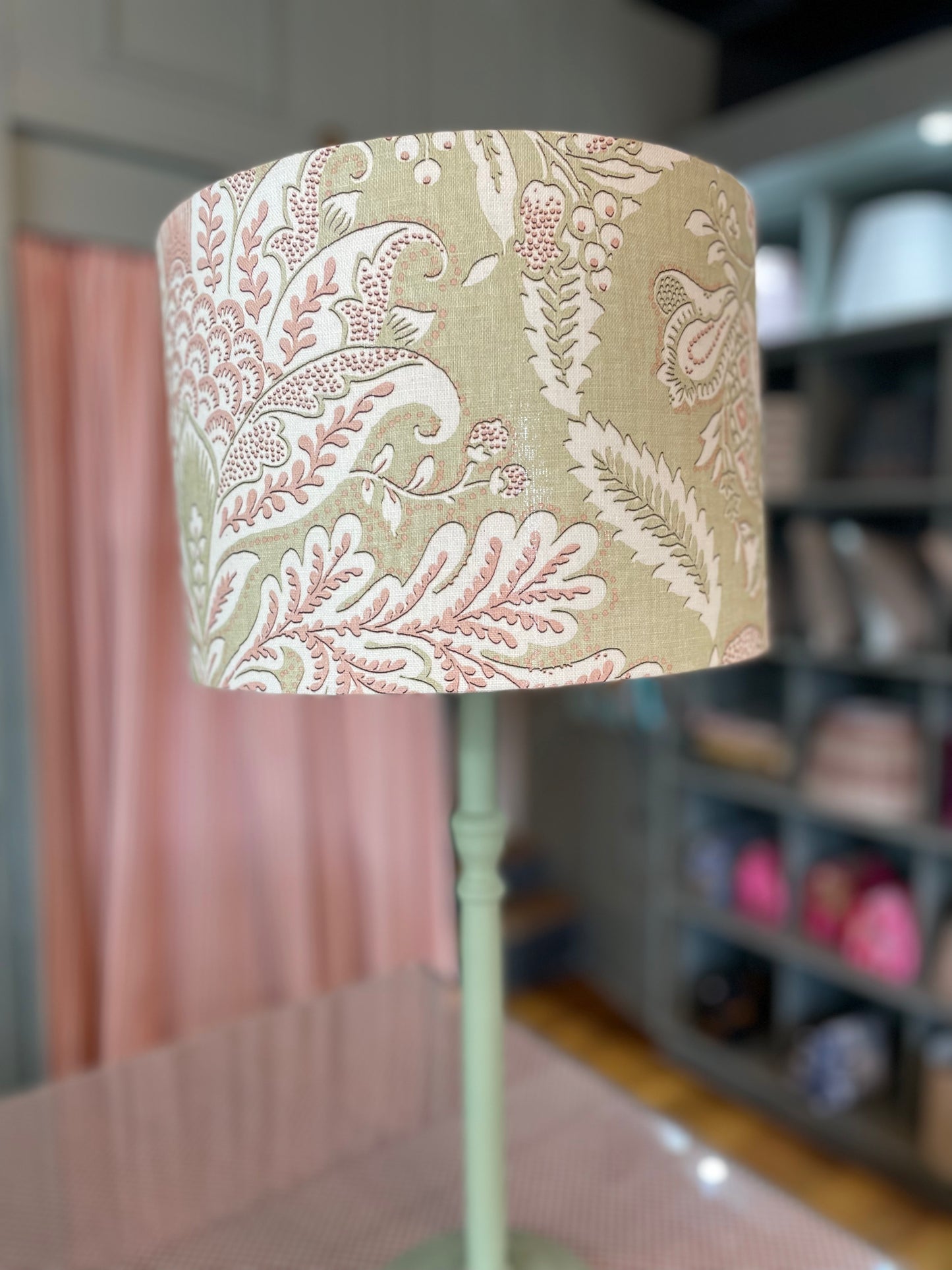 Lewis & Wood Green and Pink Drum Lampshade