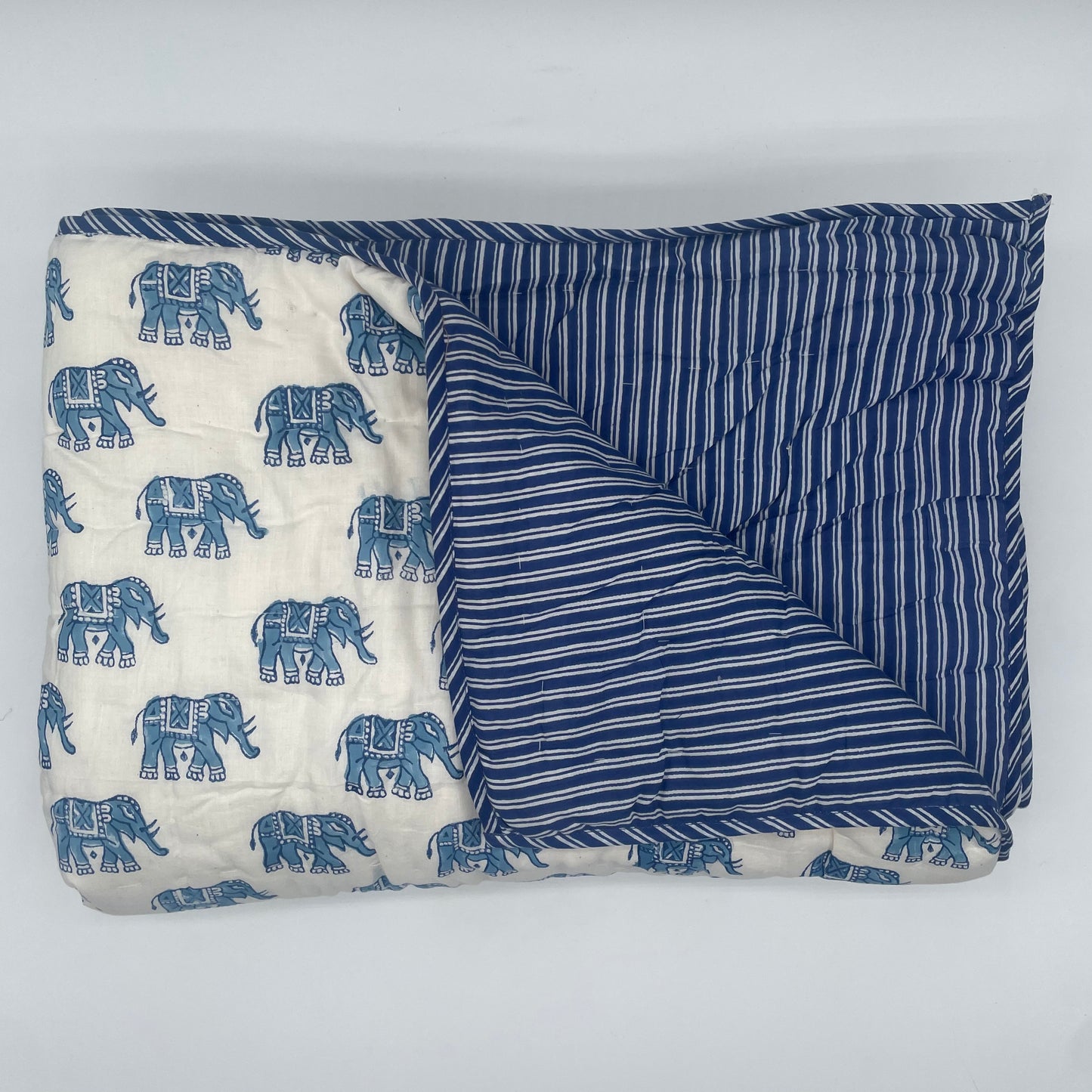 Elephant Print Baby Blanket Blue