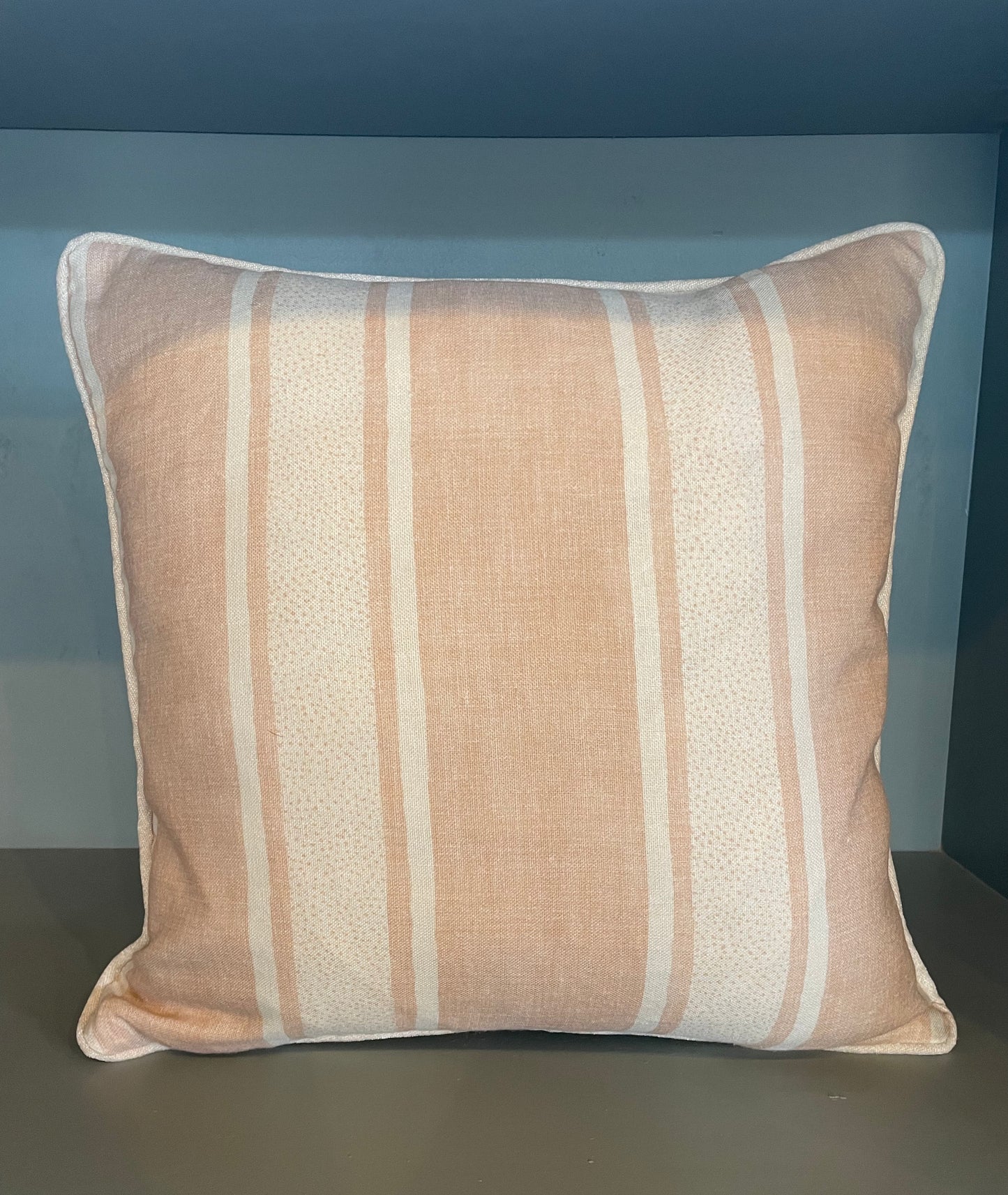 Chelsea Textile Pink and White Stripe Cushion with Crushed Velvet Back