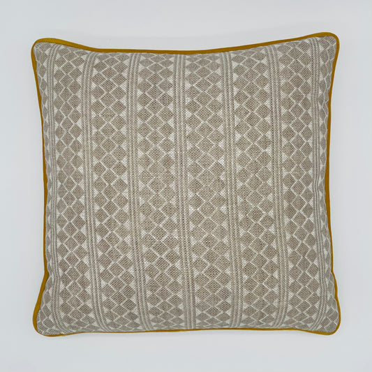 Fermoie and Ochre Velvet Piped Cushion