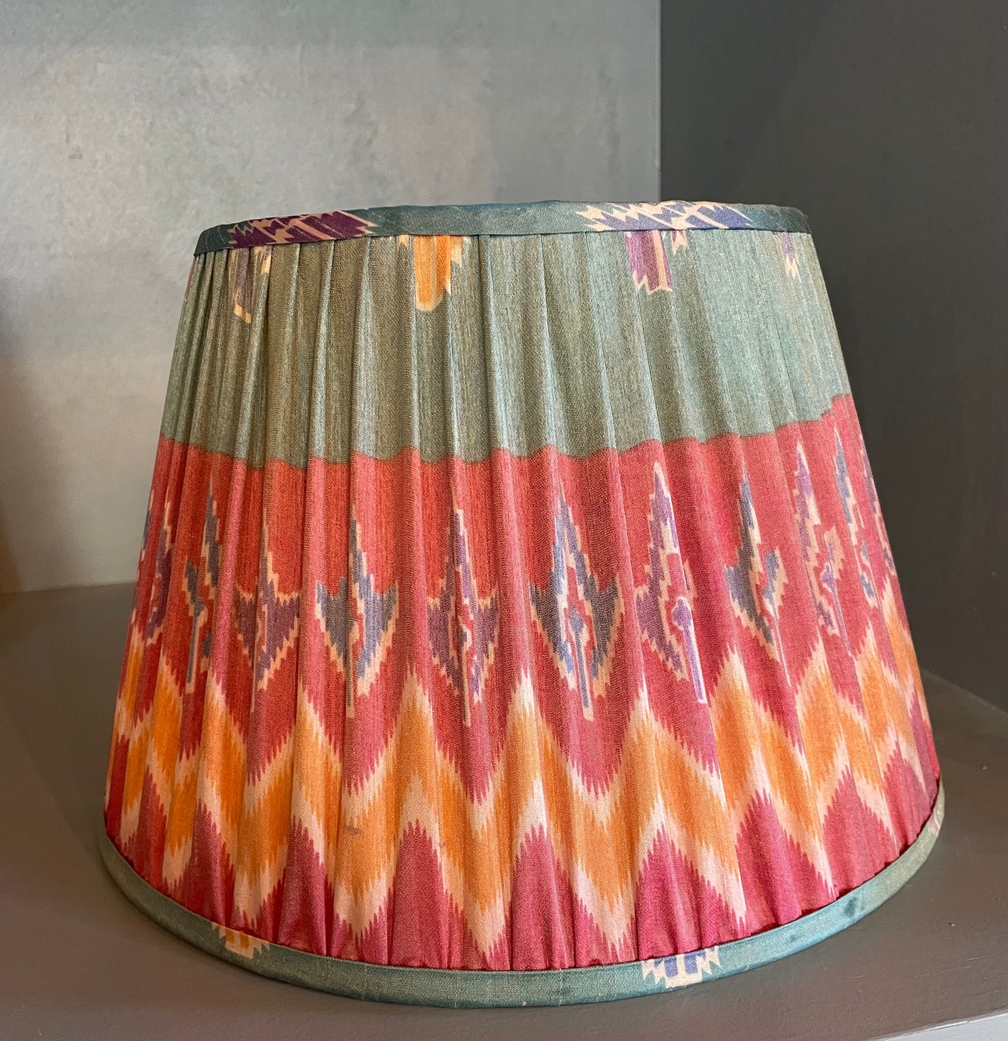 Red, Green and Orange Abstract Print Gathered Lampshade 12"