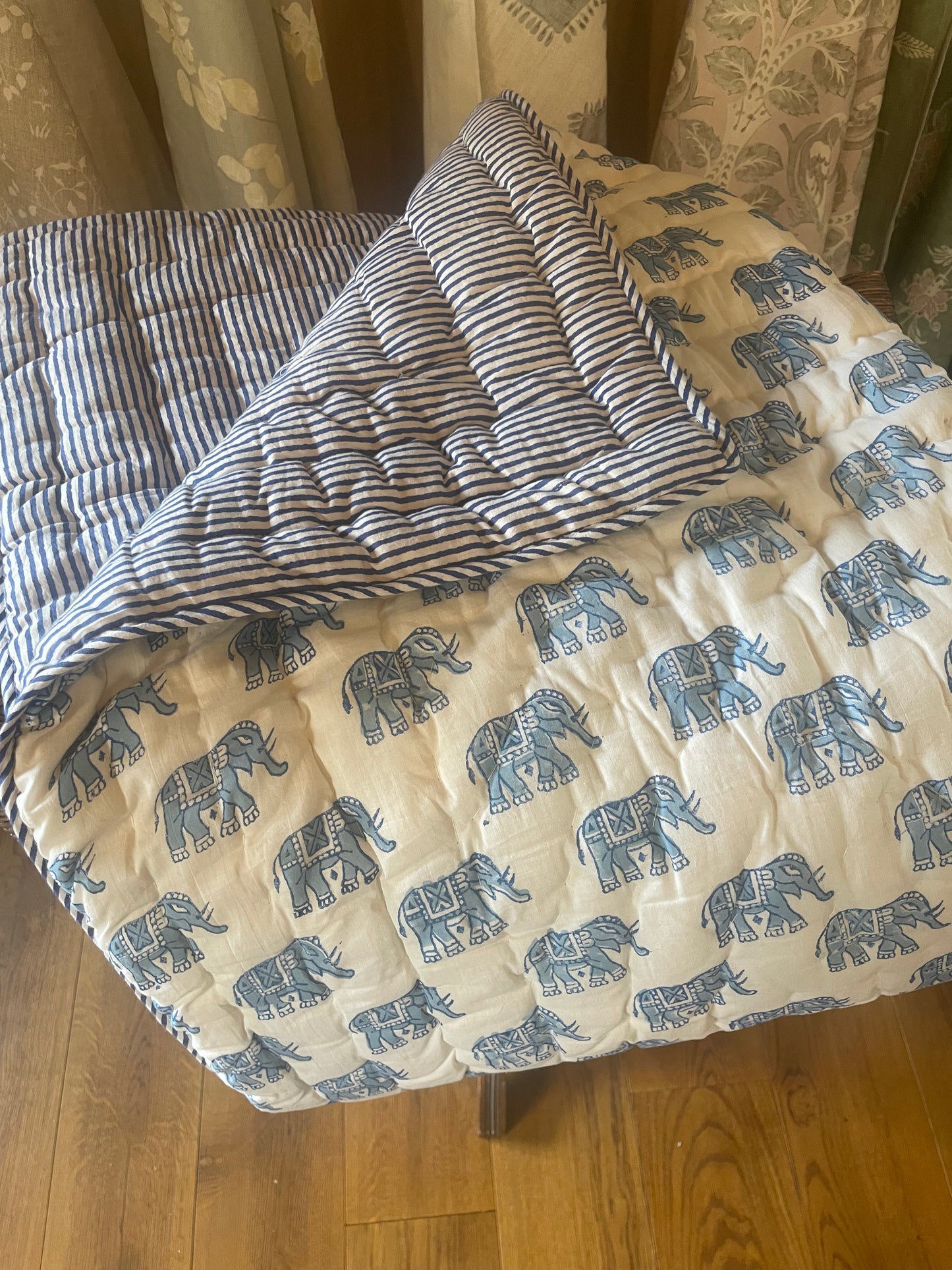 Elephant Print Baby Blanket Blue