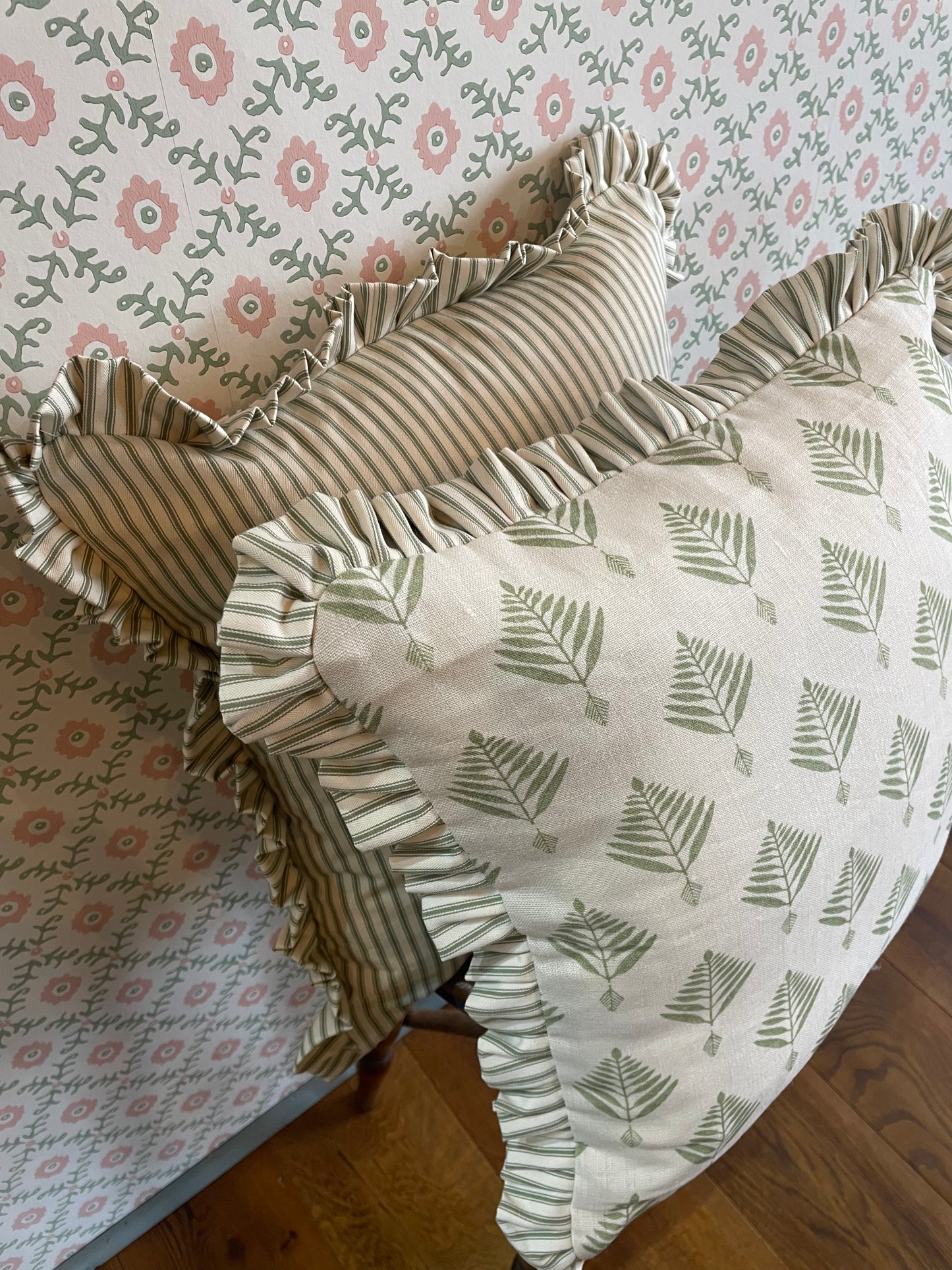 Sage Green Haveli Ruffle Cushion