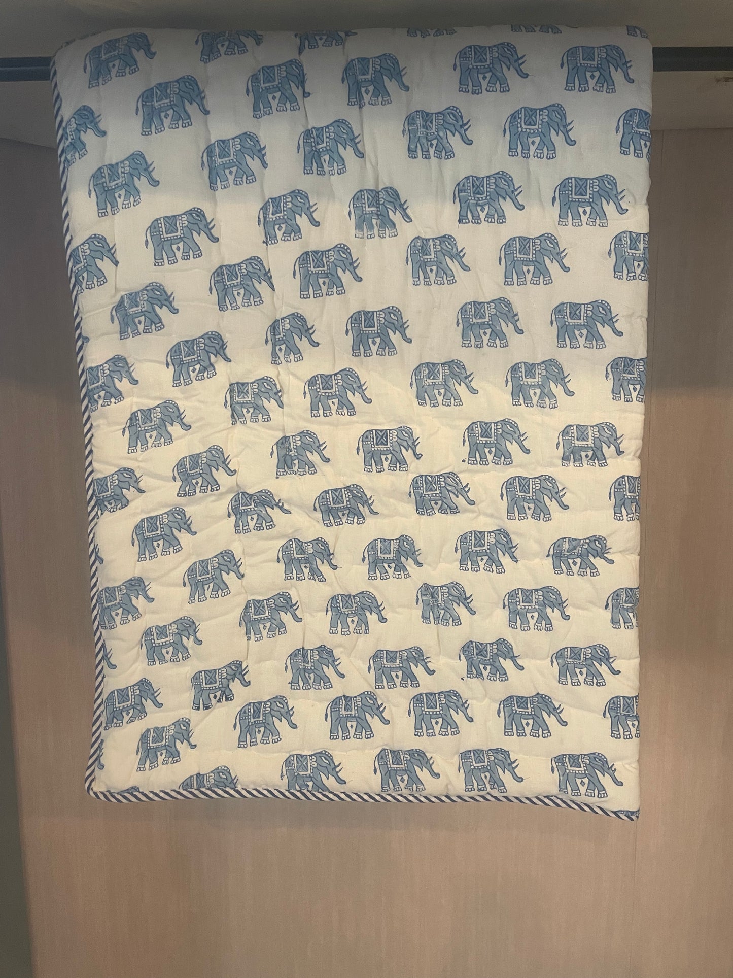 Elephant Print Baby Blanket Blue