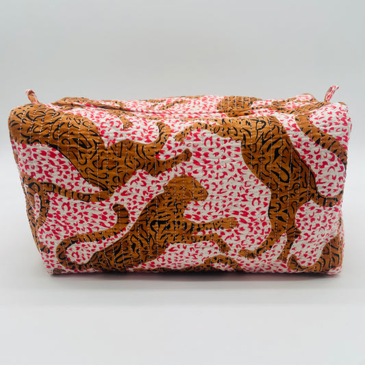 Large White and Pink Tiger Wash Bag