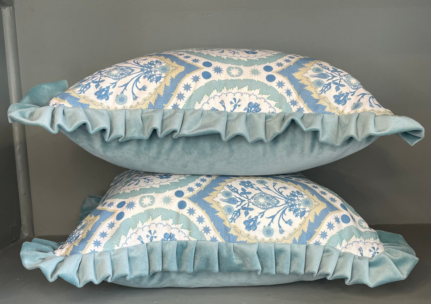 Charlotte Gaisford Camilla Blue Ruffle Cushion