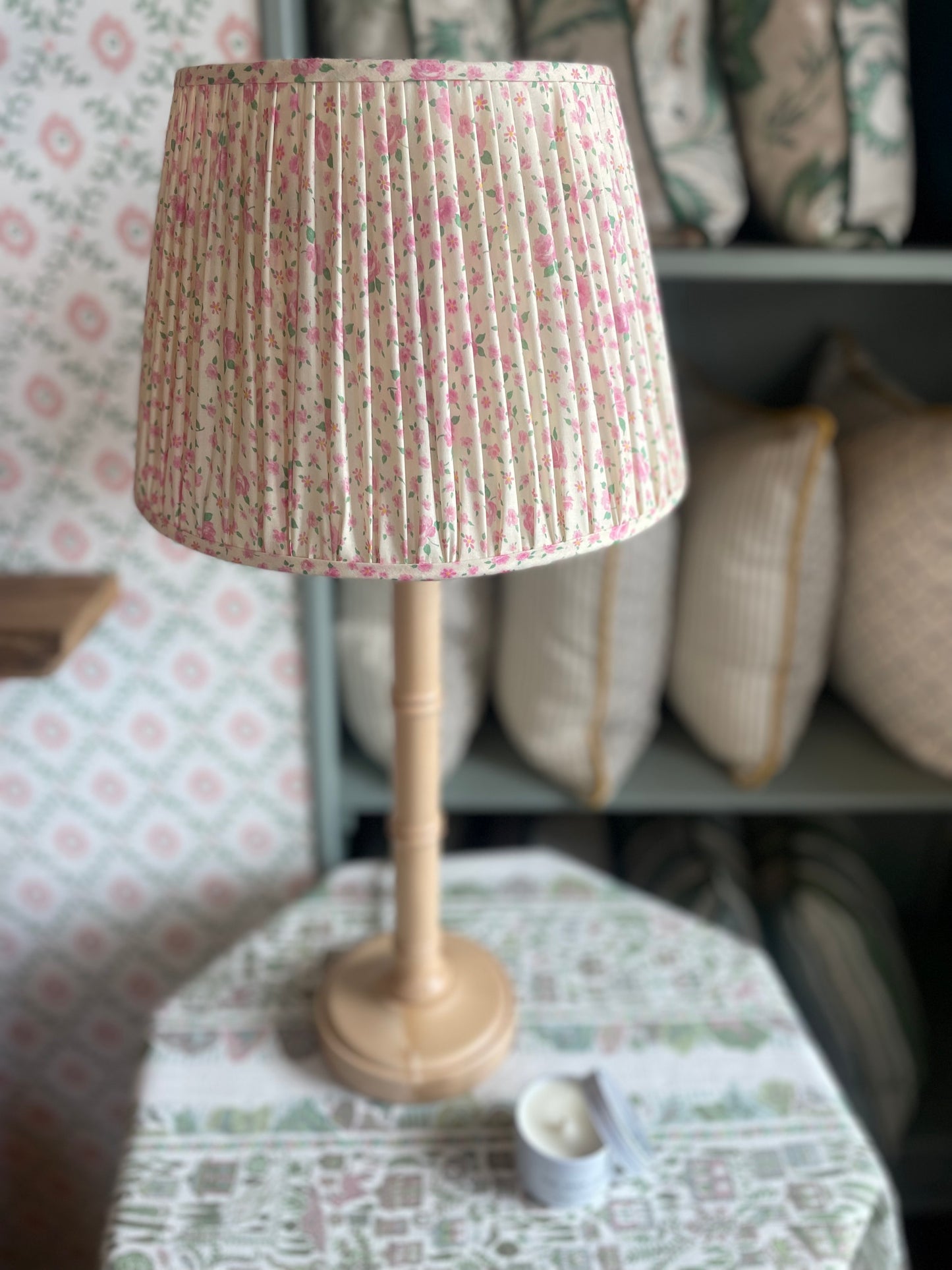 Rose Print Gathered Lampshade