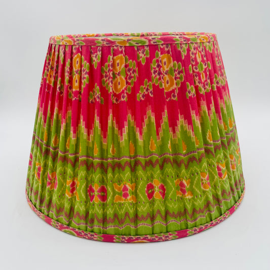 Pink and Green Abstract Gathered Lampshade 16"