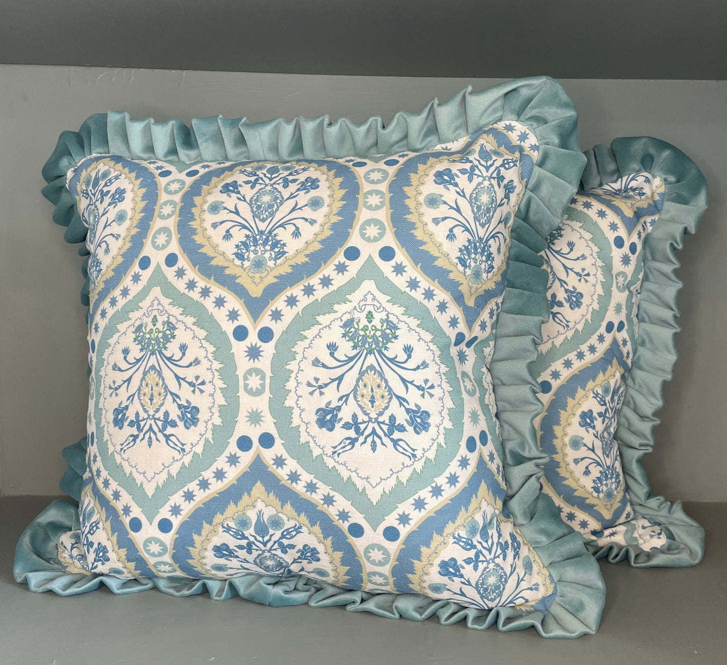 Charlotte Gaisford Camilla Blue Ruffle Cushion